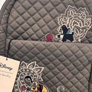 Disney Gray Quilted Backpack with Embroidery